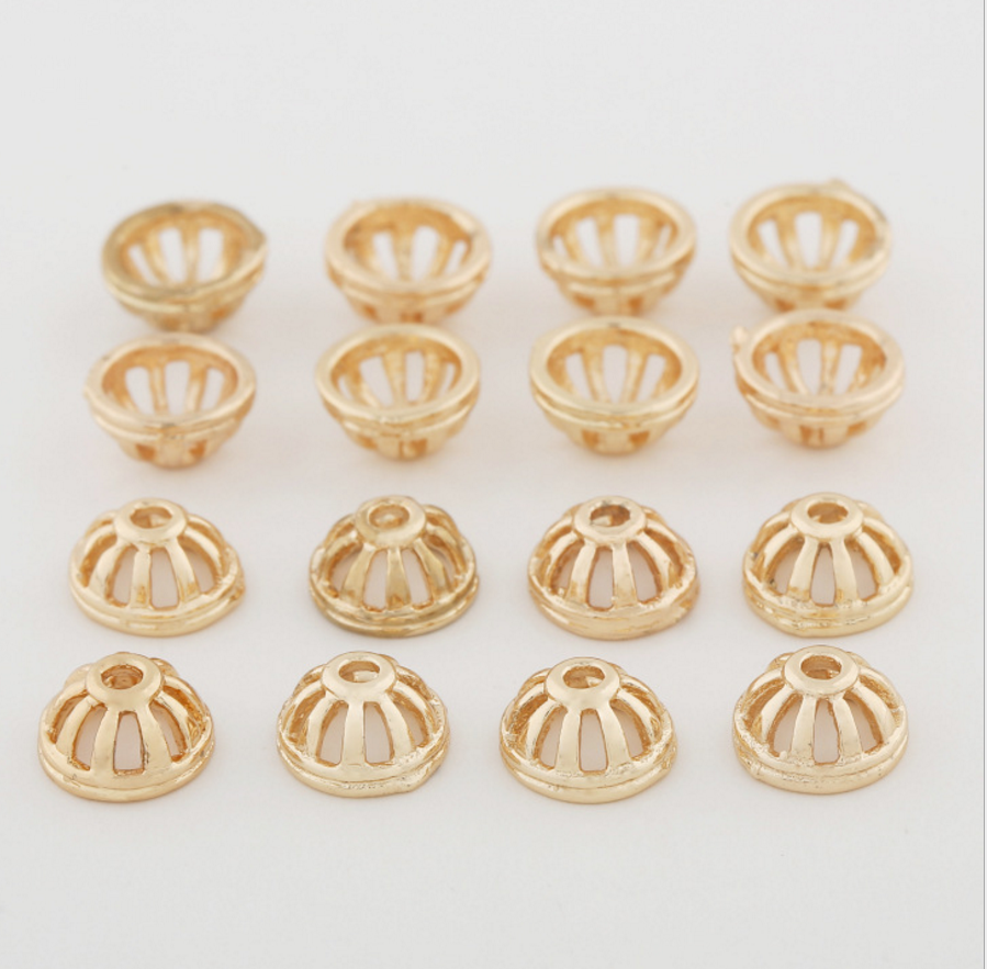 20 pcs 24k gold plated wheel shape bead cap brass spacer beads pendants  brass caps brass bead Xaxe.com