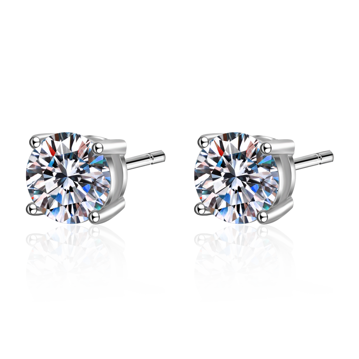2CT+2CT MOISSANITE Diamond Earring, Solitaire Moissanite Stud Earring, Solid 925 Sterling Silver Xaxe.com