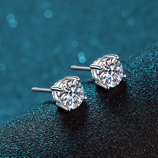2CT+2CT MOISSANITE Diamond Earring, Solitaire Moissanite Stud Earring, Solid 925 Sterling Silver Xaxe.com