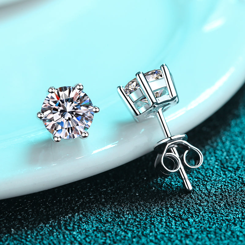 2CT+2CT MOISSANITE Diamond Earring, the love, Solitaire Moissanite Stud Earring, Solid 925 Sterling Silver az177 Xaxe.com