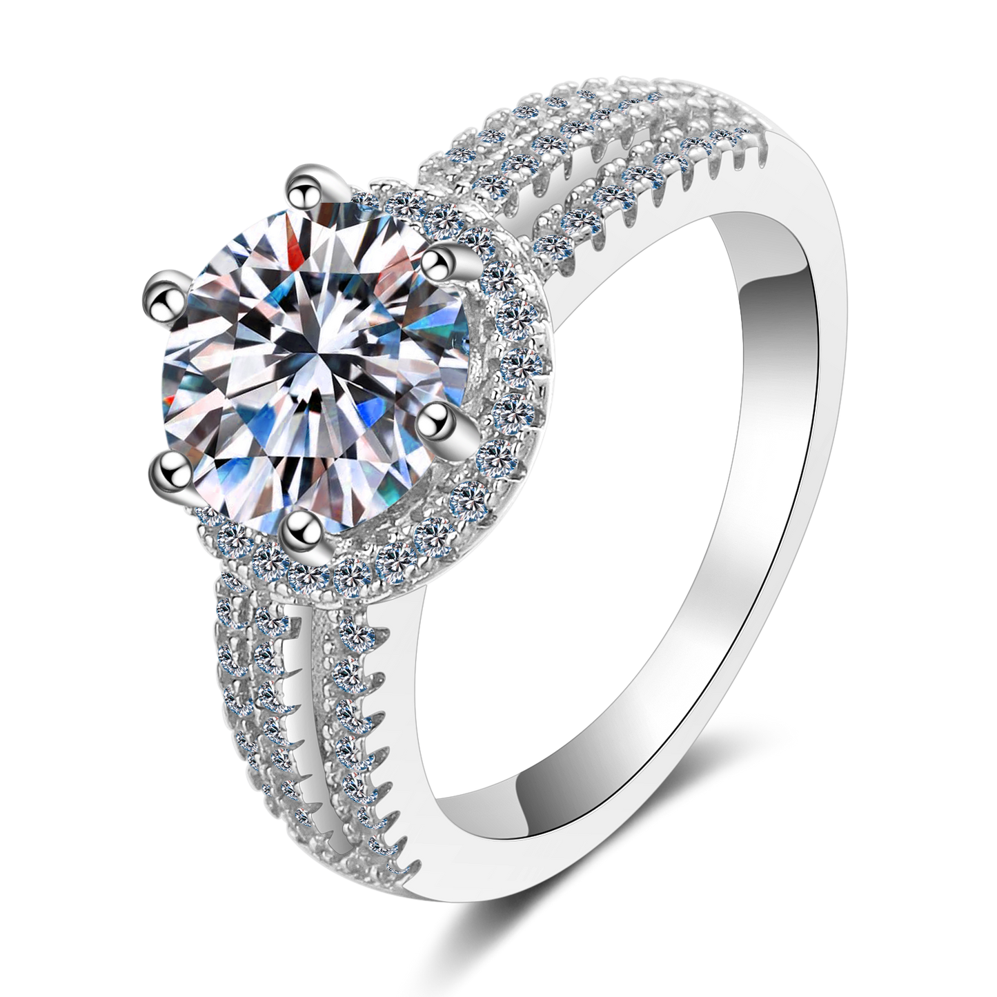 3 CT Big MOISSANITE Diamond Engagement solitaire  Ring, 925 Silver, wedding ring, Platinum Plated, Passes Diamond Tester Xaxe.com