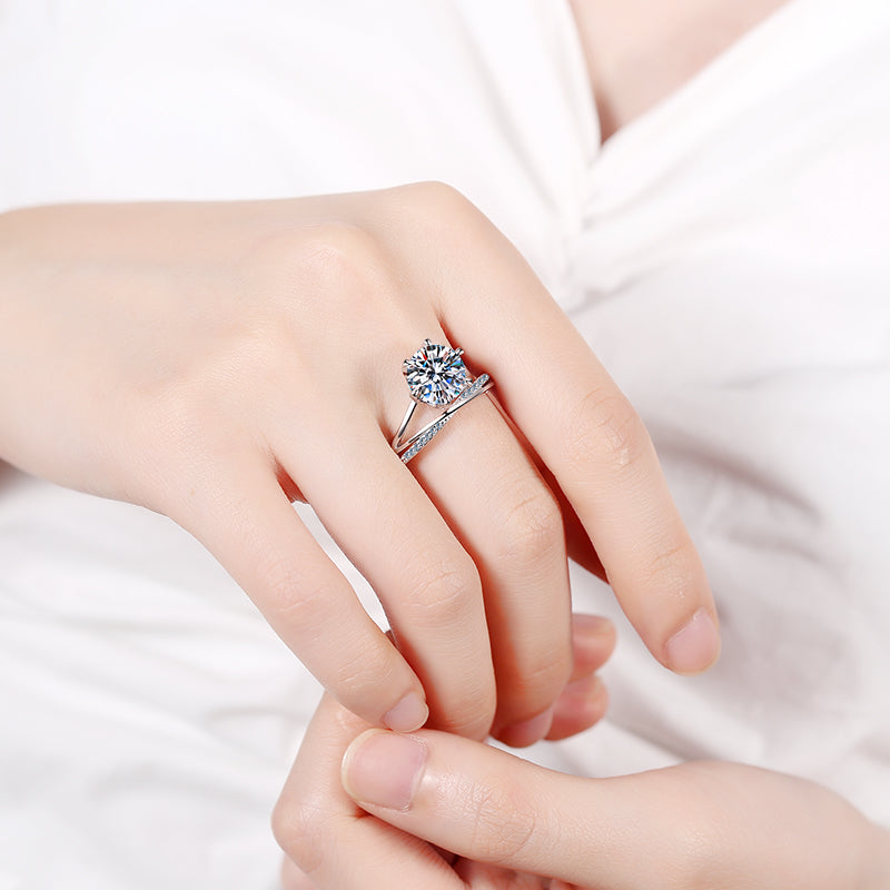 3 CT MOISSANITE Diamond Engagement solitaire  Ring, 925 Silver, wedding ring, Platinum Plated, Passes Diamond Tester az109 Xaxe.com