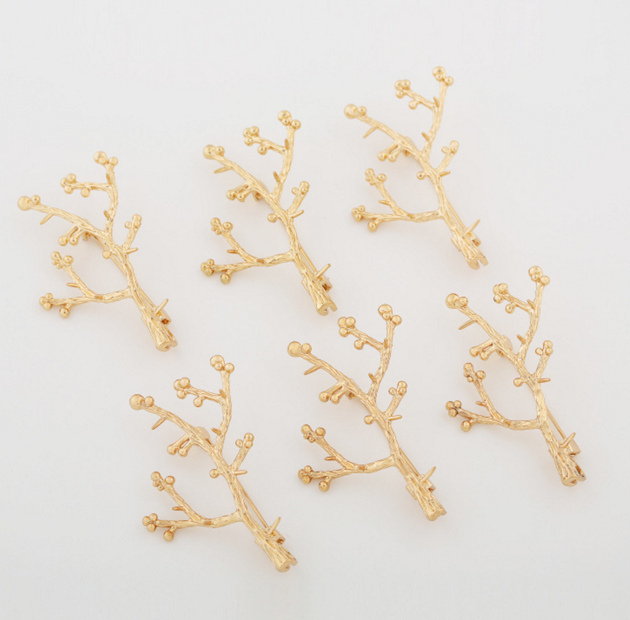 3 pcs 24k gold plated the branch pin brooch brass spacer beads  brass caps brass connector Xaxe.com