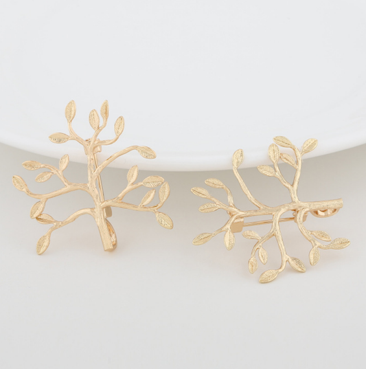 3 pcs 24k gold plated the sapling pin brooch brass spacer beads  brass caps brass connector Xaxe.com