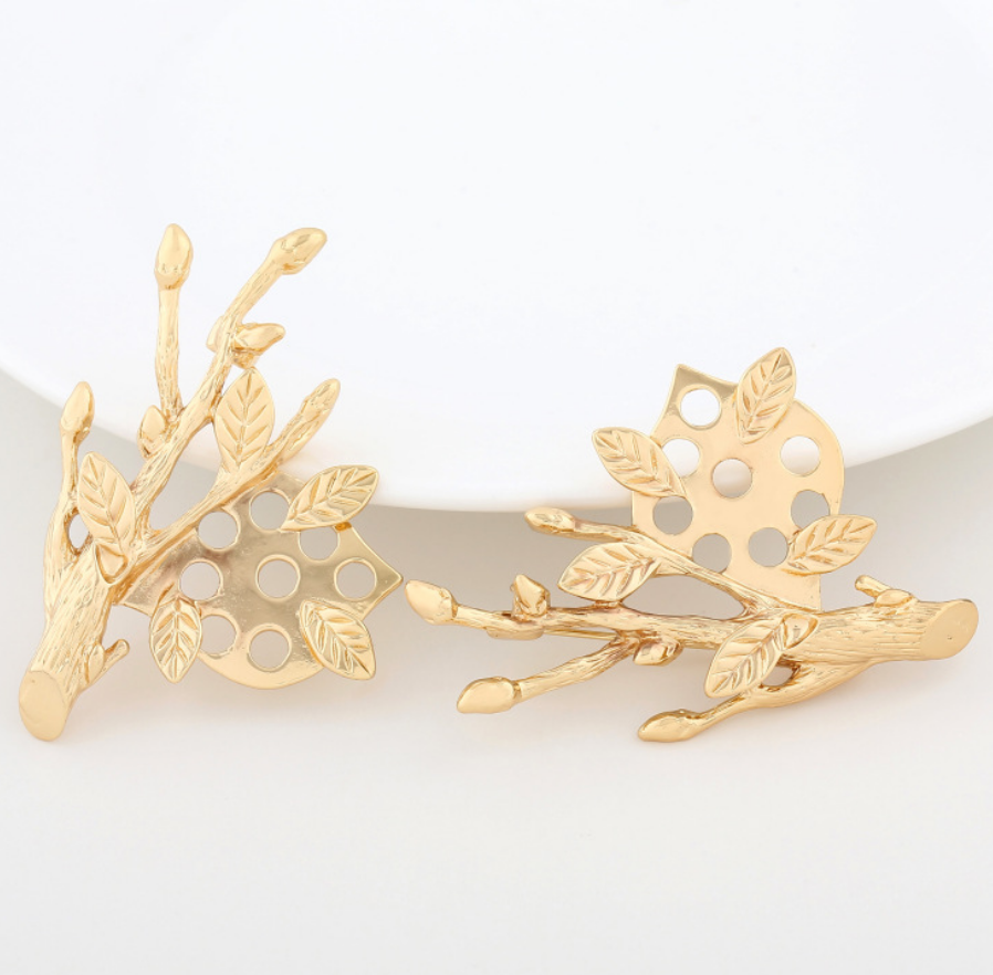 3 pcs 24k gold plated tree brooch brass spacer beads  brass caps brass connector Xaxe.com