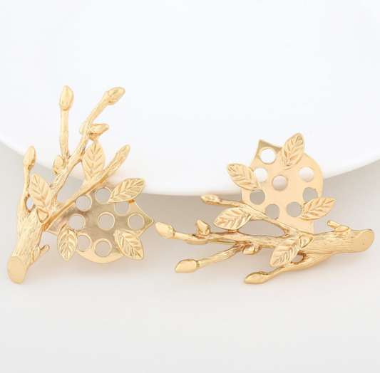 3 pcs 24k gold plated tree brooch brass spacer beads  brass caps brass connector Xaxe.com