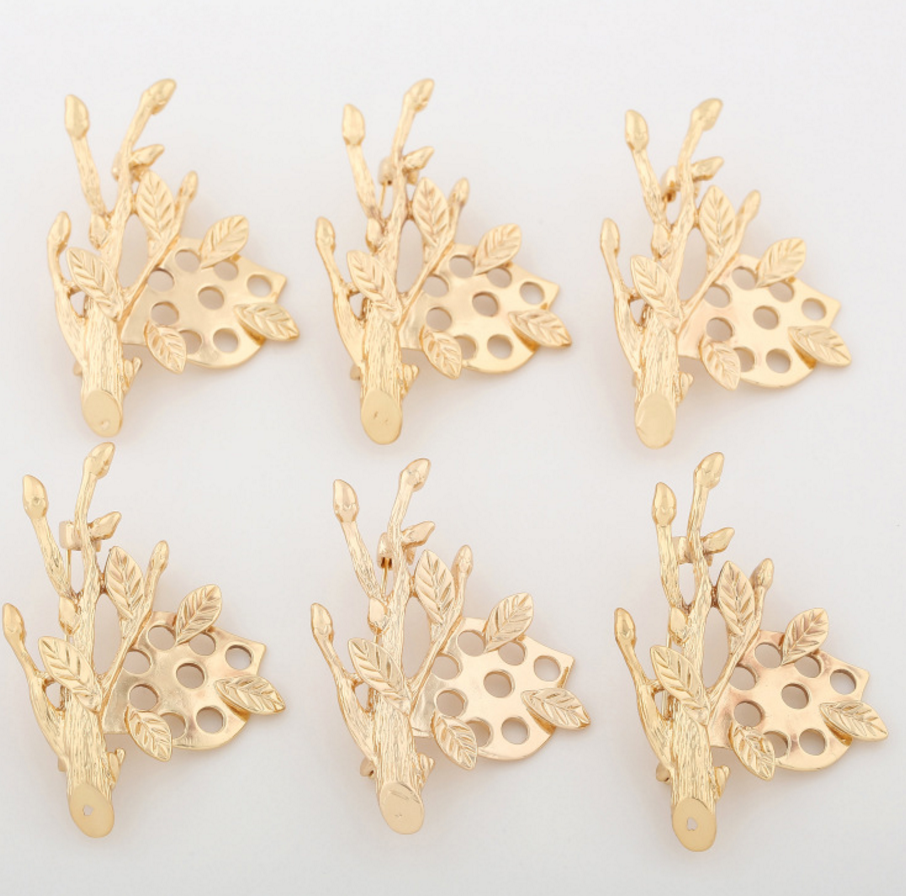 3 pcs 24k gold plated tree brooch brass spacer beads  brass caps brass connector Xaxe.com