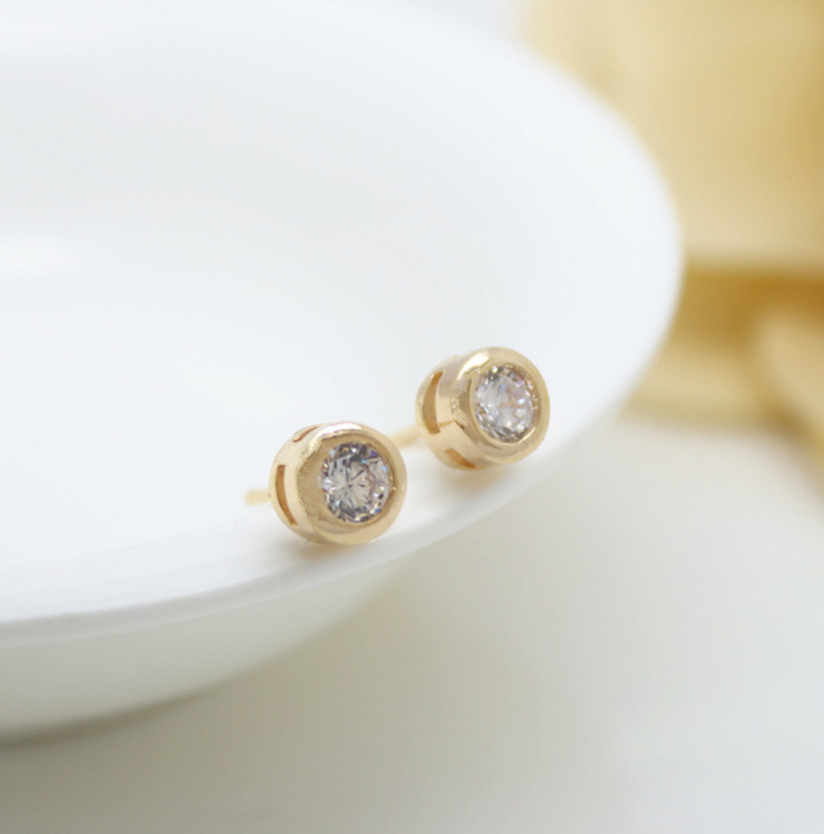 3 pcs 24k gold plated white zircon earring brass spacer beads  brass caps brass connector Xaxe.com