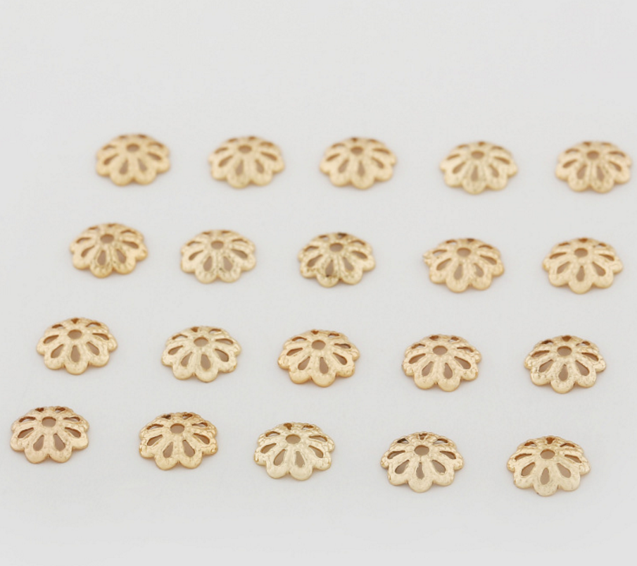 30 PCS 6 mm BRASS CAPS 24K GOLD PLATED GOLD TONE BRASS FINDINGS BRASS SPACERS BRASS BEADS Xaxe.com