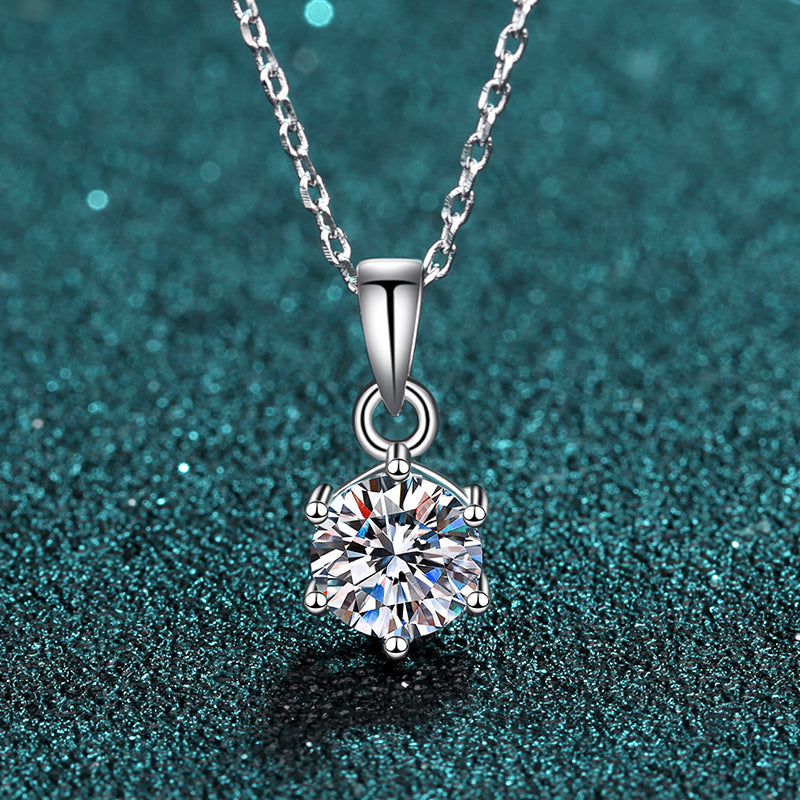 5 CT MOISSANITE Diamond Necklace Solitaire Moissanite Pendant, Solid 925 Sterling Silver Chain, Passes Diamond Tester az078 Xaxe.com