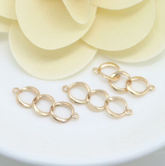 5 pcs 24k gold plated brass circle connector circle link Xaxe.com