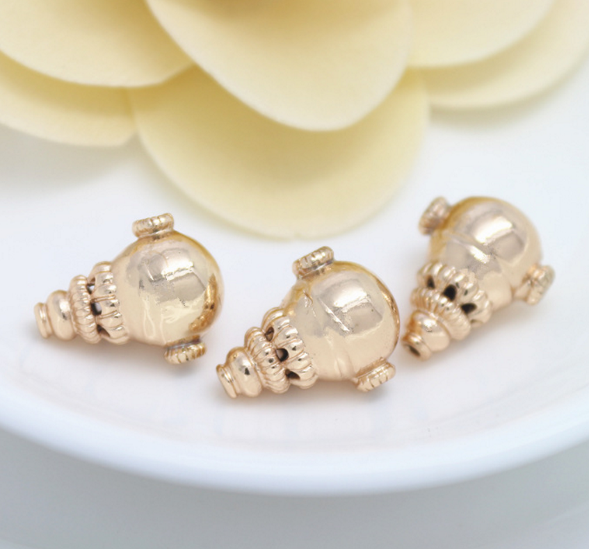 5 pcs 24k gold plated cubic buddha brass spacer beads  brass caps brass connector Xaxe.com