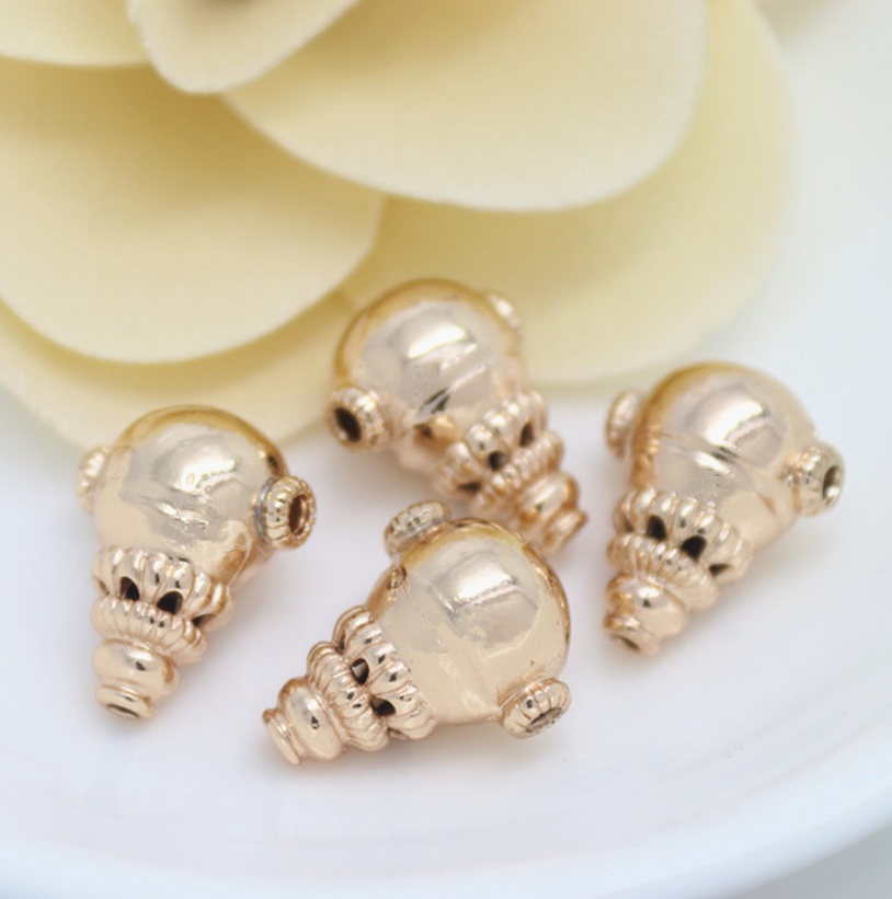 5 pcs 24k gold plated cubic buddha brass spacer beads  brass caps brass connector Xaxe.com