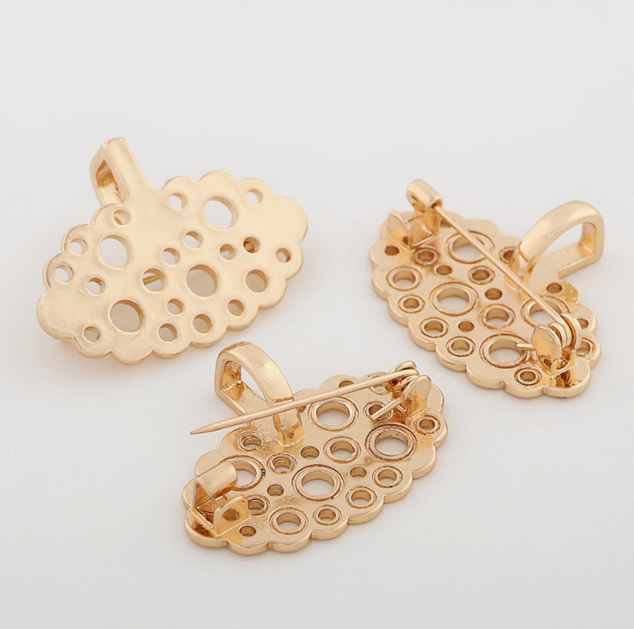 5 pcs 24k gold plated cubic fan shape pin brooch brass spacer beads  brass caps brass connector Xaxe.com