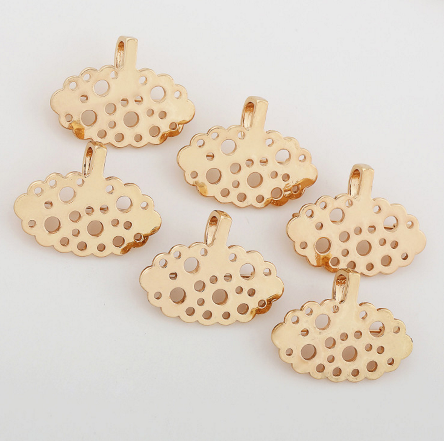 5 pcs 24k gold plated cubic fan shape pin brooch brass spacer beads  brass caps brass connector Xaxe.com