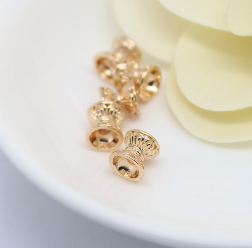 5 pcs 24k gold plated double head cubic brass spacer beads  brass caps brass connector Xaxe.com