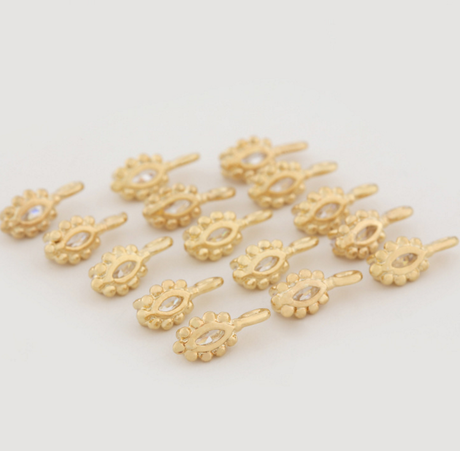 5 pcs 24k gold plated horse eyes zircon bead brass spacer beads pendants  brass caps brass bead Xaxe.com