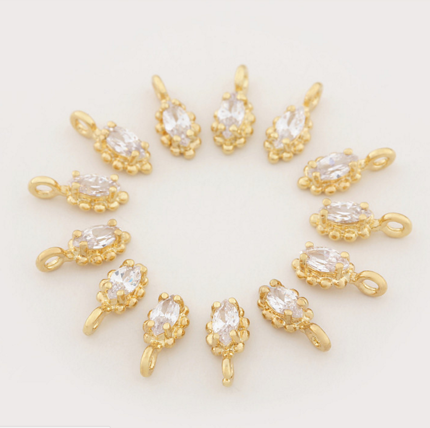 5 pcs 24k gold plated horse eyes zircon bead brass spacer beads pendants  brass caps brass bead Xaxe.com