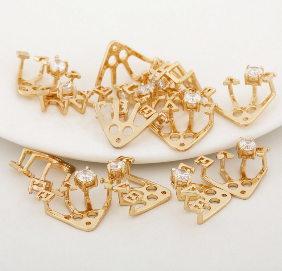 5 pcs 24k gold plated love letter pendant brass spacer beads  brass caps brass connector Xaxe.com