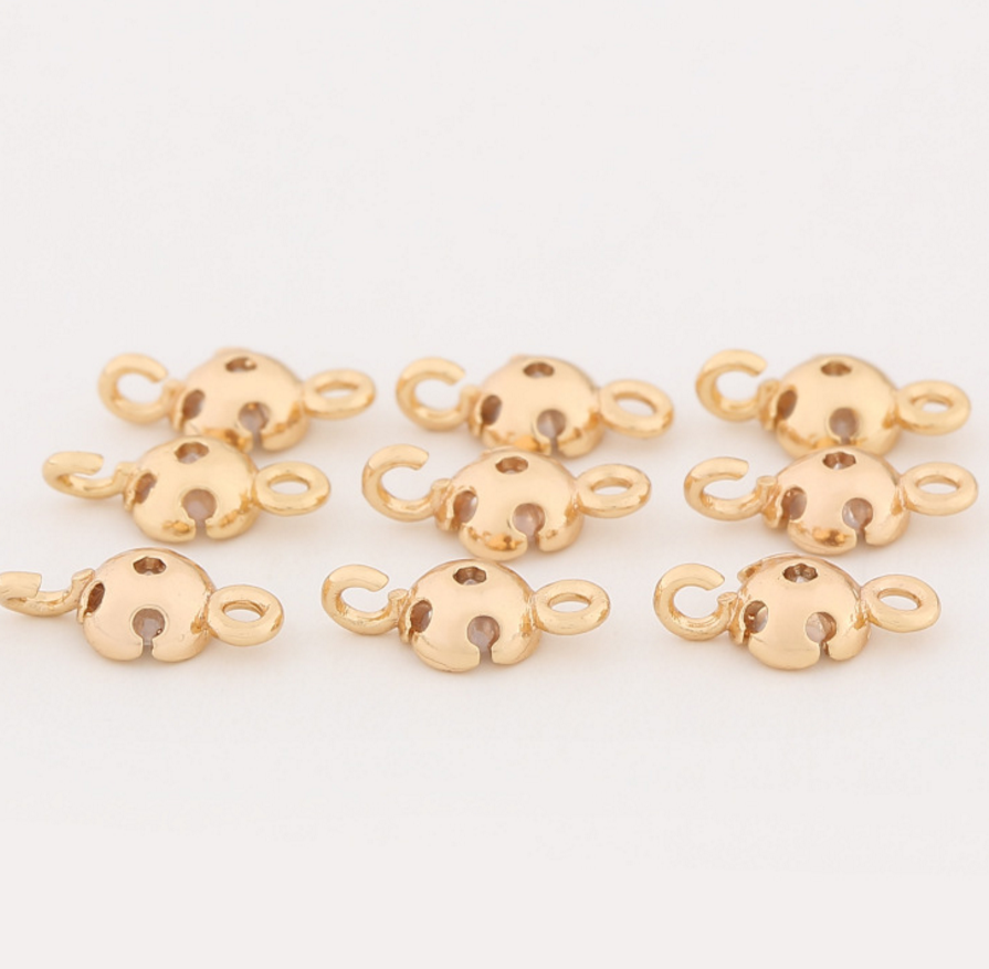 5 pcs 24k gold plated zircon brass spacer beads  brass caps brass connector Xaxe.com