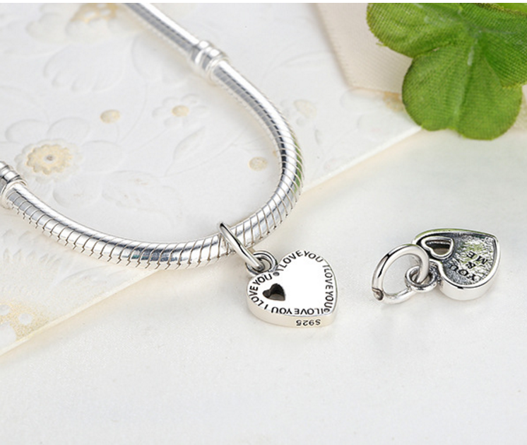 925 Sterling Silver Charm Adorable LOVE Fits Pandora, Biagi, Troll, Chamilla and Many Other European Charm Xaxe.com