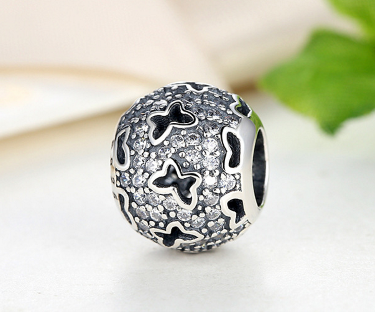 925 Sterling Silver Charm Adorable buttefly Bead Fits Pandora, Biagi, Troll, Chamilla and Many Other European Charm Xaxe.com