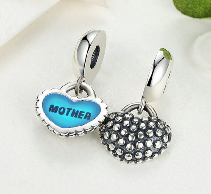 925 Sterling Silver Charm Adorable mother & son Bead Fits Pandora, Biagi, Troll, Chamilla and Many Other European Charm Xaxe.com