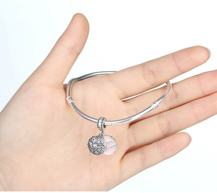 925 Sterling Silver Charm sweat mother Bead Fits Pandora, Biagi, Troll, Chamilla and Many Other European Charm Xaxe.com