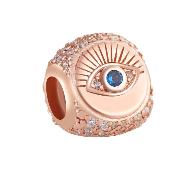 925 Sterling Silver Charm the rose gold eye Bead fits European charm bracelet Xaxe.com