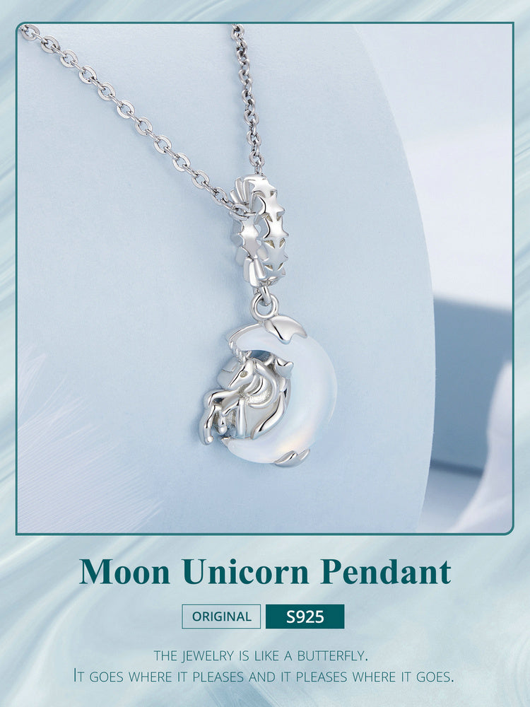 Sterling 925 silver charm the moon unicorn pendant fits Pandora charm and European charm bracelet