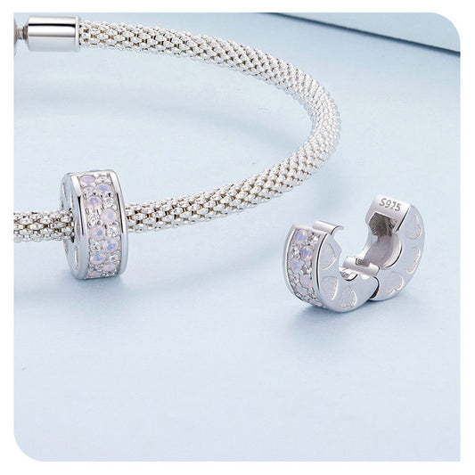 Sterling 925 silver charm the pink symphony buckle charm pendant fits Pandora charm and European charm bracelet