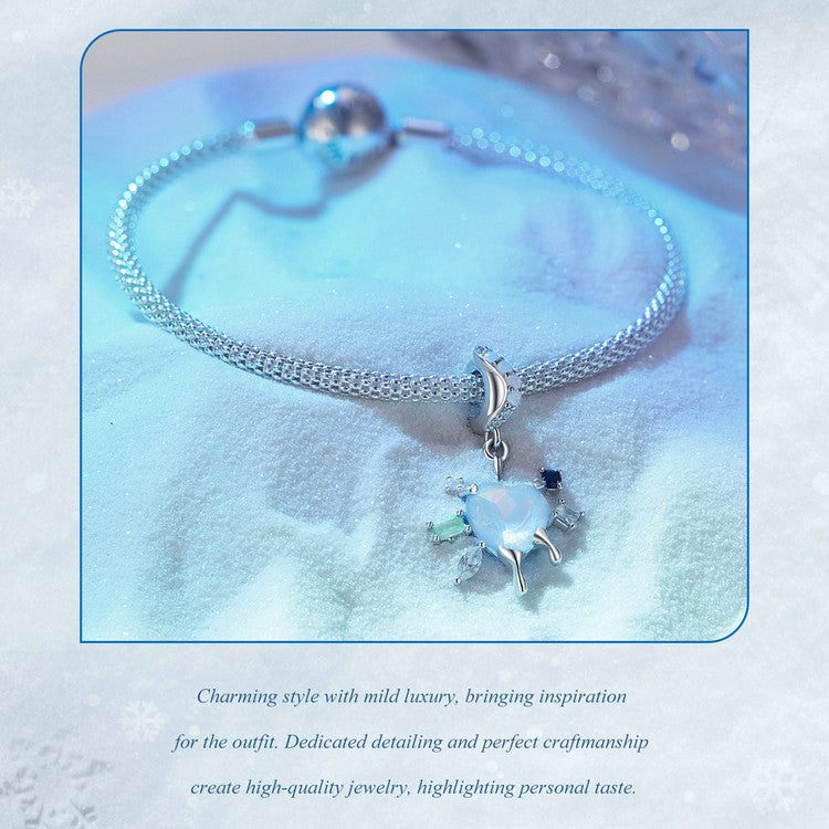 Sterling 925 silver charm the heart snowflake charm pendant fits Pandora charm and European charm bracelet