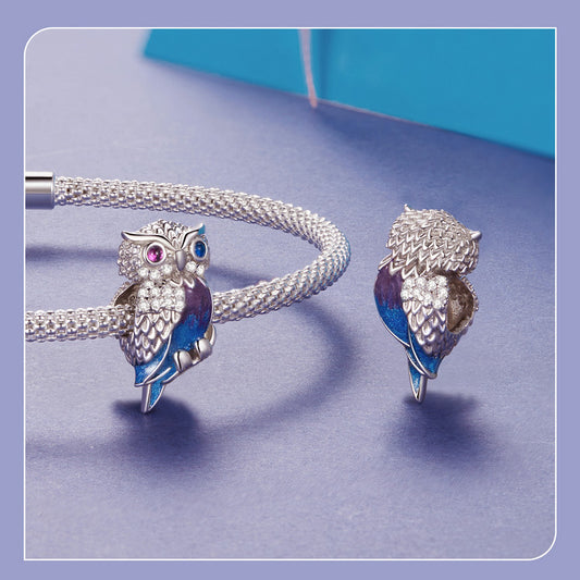 Sterling 925 silver charm the magic owl charm pendant fits Pandora charm and European charm bracelet