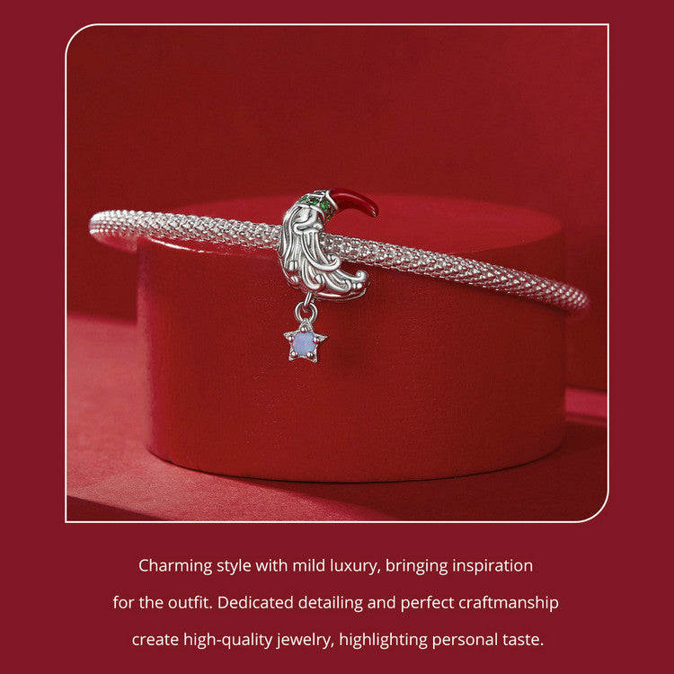 Sterling 925 silver charm the moonlight santa charm pendant fits Pandora charm and European charm bracelet