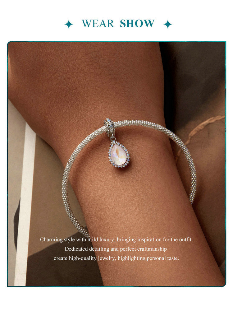 Sterling 925 silver charm the Morcha Teardrop charm pendant fits Pandora charm and European charm bracelet