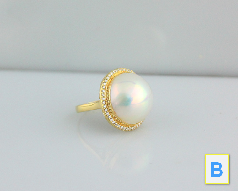 Elegant 15 mm Huge Mabe Pearl  18K Solid Gold Xaxe.com