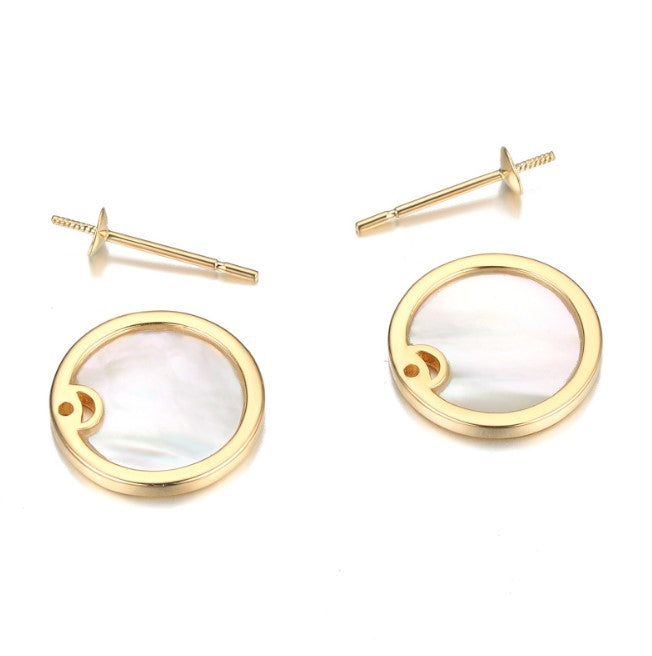 Fashion 14k solid gold real gold white shell earring findings, Yellow gold E002456 Xaxe.com