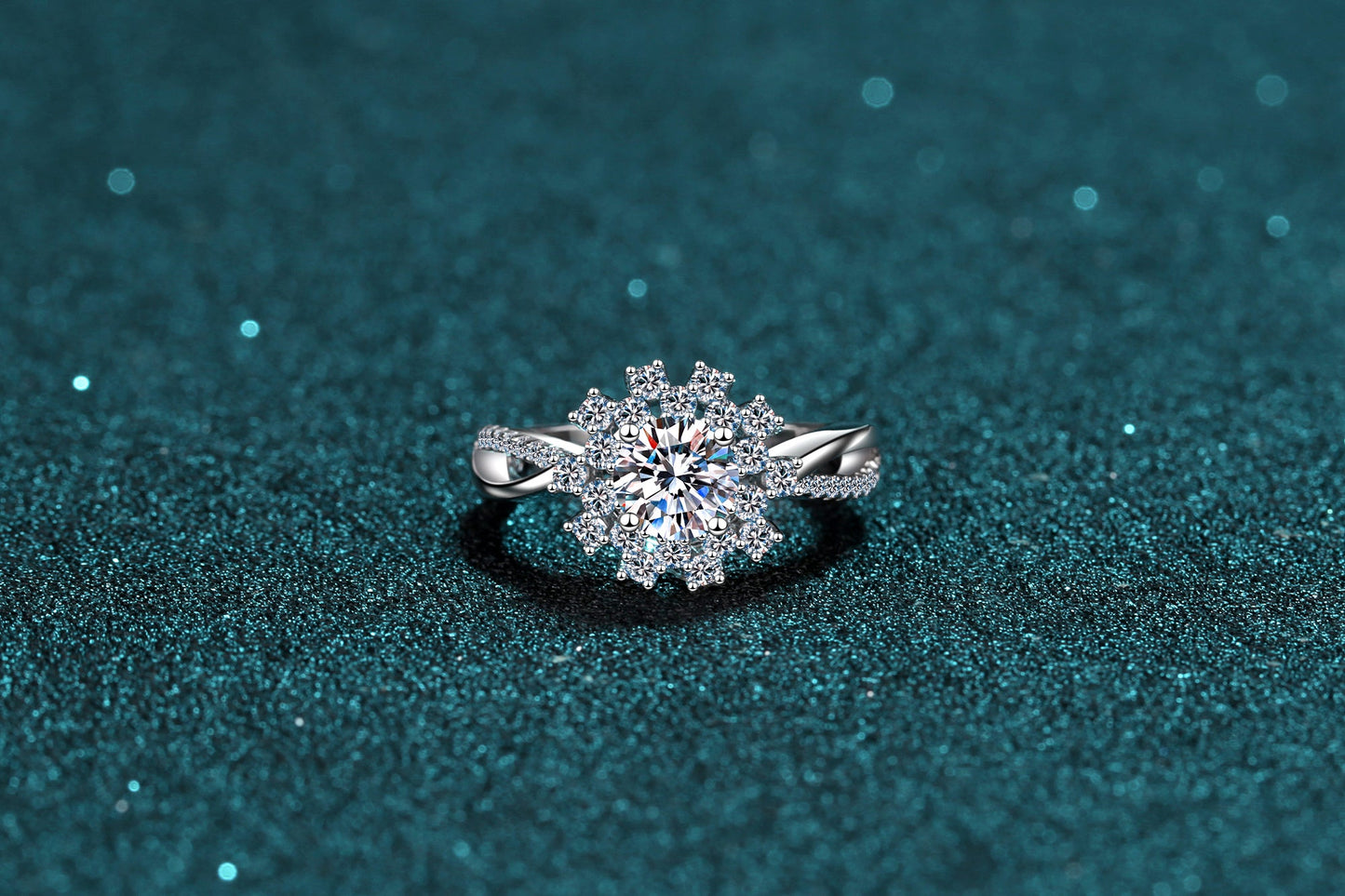 Flower 0.8 CT Moissanite Diamond Engagement solitaire Promise Ring, 925 Sterling Silver, Platinum Plated, Anniversary Ring, PASSES DIAMOND Tester AZ002 Xaxe.com