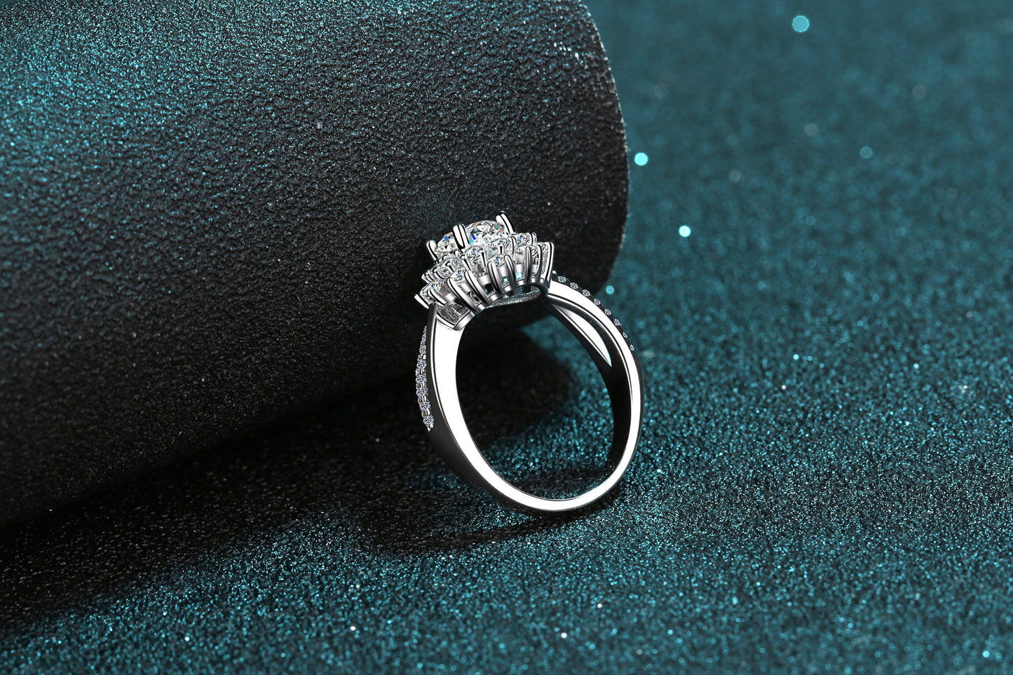 Flower 0.8 CT Moissanite Diamond Engagement solitaire Promise Ring, 925 Sterling Silver, Platinum Plated, Anniversary Ring, PASSES DIAMOND Tester AZ002 Xaxe.com