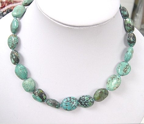 HUGE 17'' 16-20 mm old natural blue turquoise Necklace Xaxe.com
