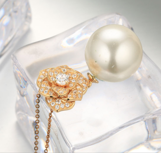 Real gold 14k solid gold pearl pendant setting CZ cubic zirconia the luxury, Yellow gold Xaxe.com