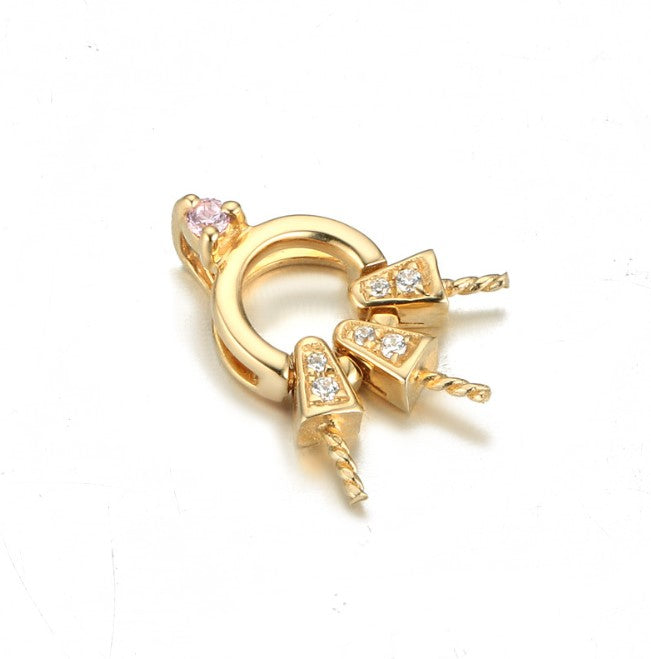 Real gold 14k solid gold pendant setting CZ cubic zirconia fashion ins stylish, Yellow gold Xaxe.com