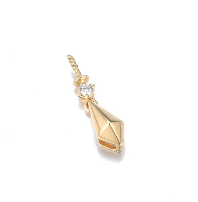 Real gold 14k solid gold pendant setting CZ cubic zirconia ins stylish fashion, Yellow gold p002744 Xaxe.com