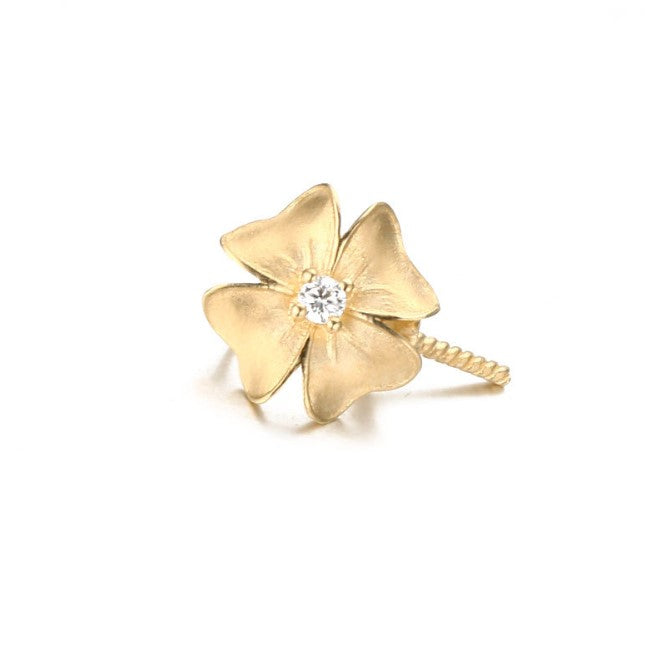 Real gold 14k solid gold pendant setting CZ cubic zirconia ins stylish floral, Yellow gold p002880 Xaxe.com