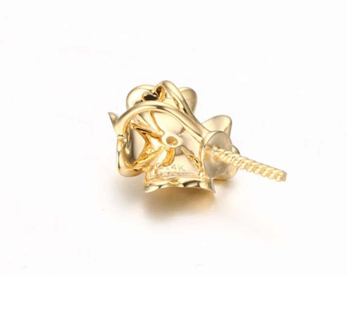 Real gold 14k solid gold pendant setting CZ cubic zirconia ins stylish floral, Yellow gold p002880 Xaxe.com