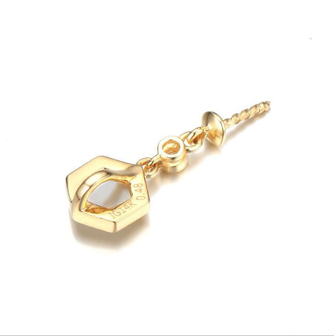 Real gold 14k solid gold pendant setting CZ cubic zirconia ins stylish shell, Yellow gold Xaxe.com