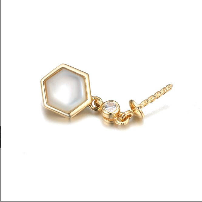 Real gold 14k solid gold pendant setting CZ cubic zirconia ins stylish shell, Yellow gold Xaxe.com