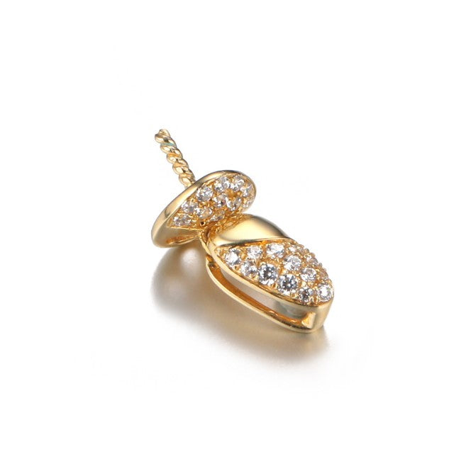 Real gold 14k solid gold pendant setting CZ cubic zirconia ins stylish simple fashion, Yellow gold Xaxe.com