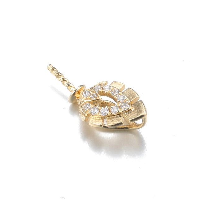 Real gold 14k solid gold pendant setting CZ cubic zirconia ins stylish the leaf, Yellow gold Xaxe.com