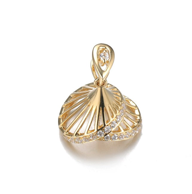 Real gold 14k solid gold pendant setting CZ cubic zirconia ins stylish the prom dress, Yellow gold Xaxe.com